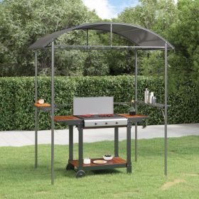 BBQ Gazebo with Side Shelves Anthracite 86.6"x45.3"x90.6" Steel