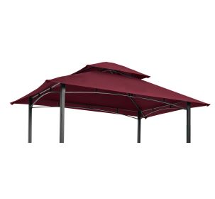 8x5Ft Grill Gazebo Replacement Canopy,Double Tiered BBQ Tent Roof Top Cover,BURGUNDY