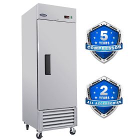 ORIKOOL 27" Commercial Refrigerator 23 Cu.ft with 1 Solid Door Reach-In Refrigerators Stainless Steel ETL Approved Upright Fridge Storage