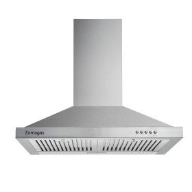 24 Inch Range Hood, Wall Mount Vent Hood in Stainless Steel with Ducted/Ductless Convertible Duct, 3 Speed Exhaust Fan, Energy Saving LED Light