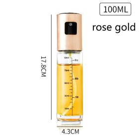 100ML Glass Bowl BBQ Olive Oil Spray Diffuser For Kitchen Dispenser Bottle Squirt Container Vinegar Soy Sauce Fuel Injection Pot (Color: Rose Gold)