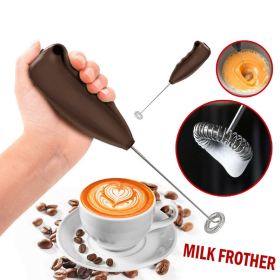 Electric Milk Frother Drink Foamer Whisk Mixer Stirrer Coffee Eggbeater (Color: Coffee)