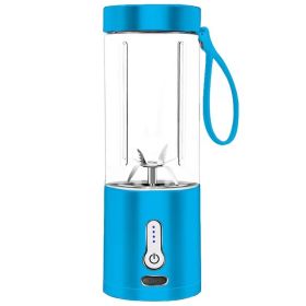 1pc 530ML Powerful Portable Blender For Smoothies Shakes USB Rechargeable Food Processor Fruit Mixer Machine Mini Juicer Blender Cup (Color: Blue)