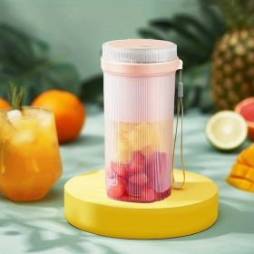 Summer Essentials Portable Juicer Cup Cooking Cup USB Wireless Electric Juicer Cup 300ML6 Knife Head (Color: Pink)