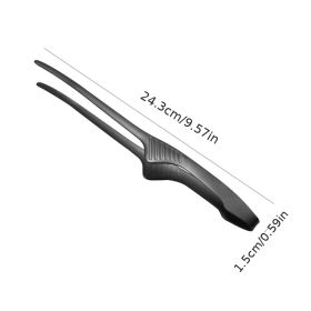 1pc Barbecue Clip Stainless Steel Food Clip; Baking Bread Clip; Hotel Restaurant Squeegee Clip (Color: 24cm-black)