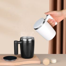 Fully Automatic Stirring Cup 380ml; Portable Rechargeable Coffee Milk Mixed Magnetic Water Cup; Small Kitchen Appliances (Model: White)