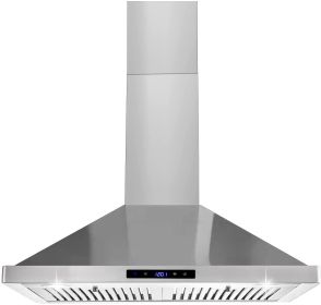 30/36 inch Range Hood 700CFM Wall Mount Stainless Steel Touch Control 3-speed Stove Vent (width: silver)