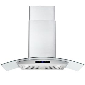 30 inch Wall Mounted Range Hood 700CFM Tempered Glass Touch Panel Control Vented LEDs (Control Design Color: Touch Control)