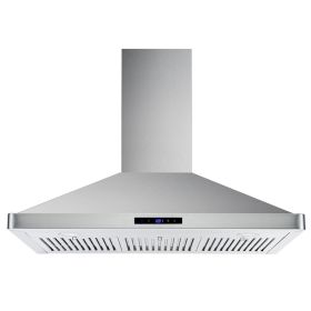 30/36 inch Range Hood 700CFM Wall Mount Stainless Steel Touch Control 3-speed Stove Vent (width: silver (36 inch))