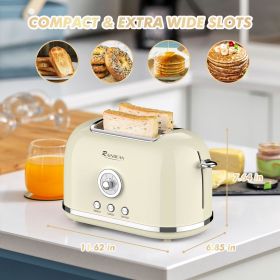 Toaster 2 Slice Retro Toaster Stainless Steel with 6 Bread Shade Settings and Bagel Cancel Defrost Reheat Function (SST23: Black)